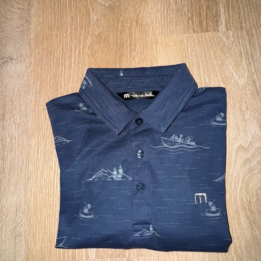 Travis Mathew Golf  Blue Casual golf polo with Nautical Pattern
